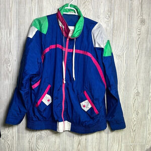 VTG Retro Windbreaker jacket funky skate surf chill party 90s Venezia Large